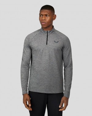 Castore Core Essentials Standard 1/4 Zip Black/Grey Marl | APOS-93640
