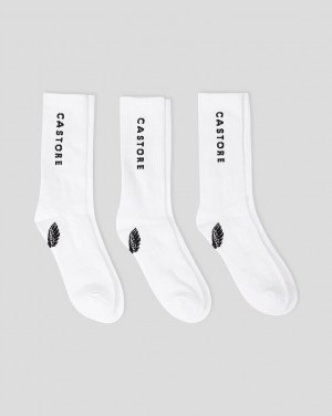 Castore Cushioned Crew Socks 3 Pack Blancos | LFIK-36407