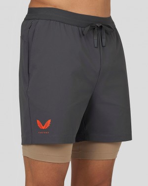 Castore Flow 2-in-1 Shorts Gunmetal | FMRK-68301