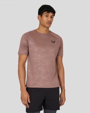 Castore Flow Short Sleeve Printed T-Shirt Peach Clay | QWMJ-43125