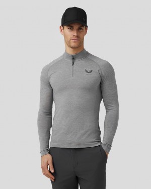 Castore Golf Body Mapped Seamless Quarter Zip Top Steel | TFDC-76102