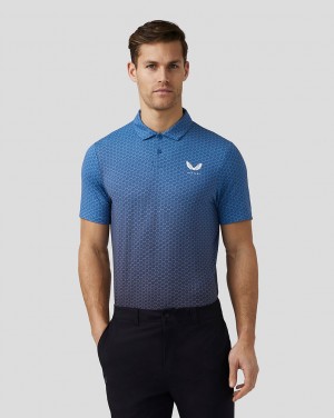 Castore Golf Print Polo Azules | ZKLO-14625