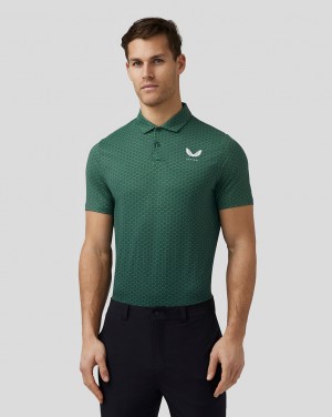 Castore Golf Printed Polo Verdes | YWKQ-01762