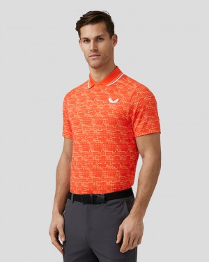 Castore Golf Printed Tech Polo Naranjas Oscuro | VHQA-58691