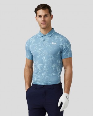 Castore Golf Short Sleeve Printed Polo Azules | ZBAP-54981