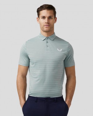 Castore Golf Textured Pique Stripe Polo Azules | YUTD-81946