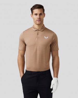Castore Golf Yarn Dye Stripe Polo Clay | XYIL-78693