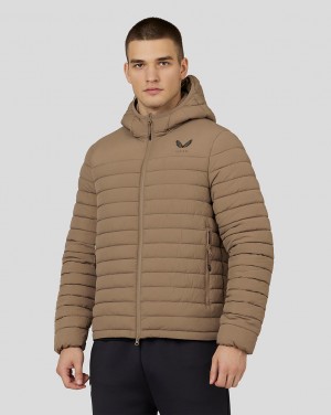Castore Hooded Puffer Jacket Mushroom | GMLD-87340