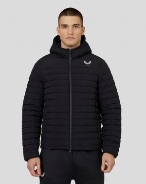 Castore Hooded Puffer Jacket Negros | BAIZ-29437