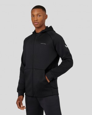 Castore Long Sleeve Aeroscuba Zip-Through Hoodie Negros | FHUL-80972